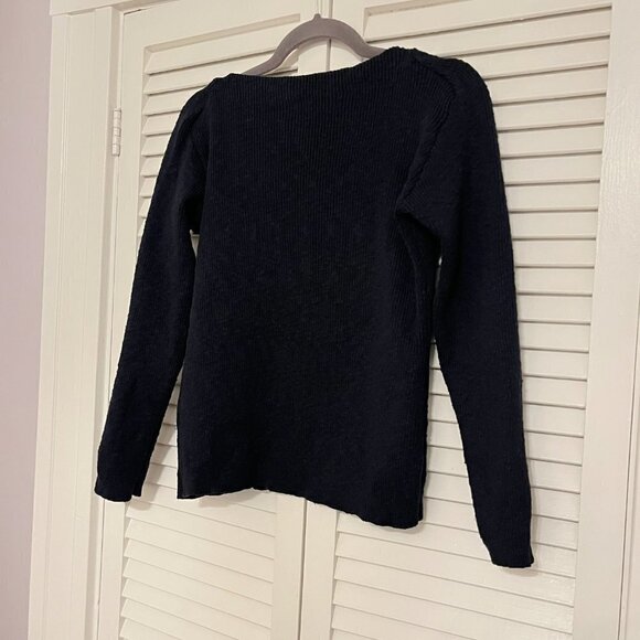 J. Peterman sweater women crewneck boatneck ribbed textured navy blue XS - Picture 6 of 9